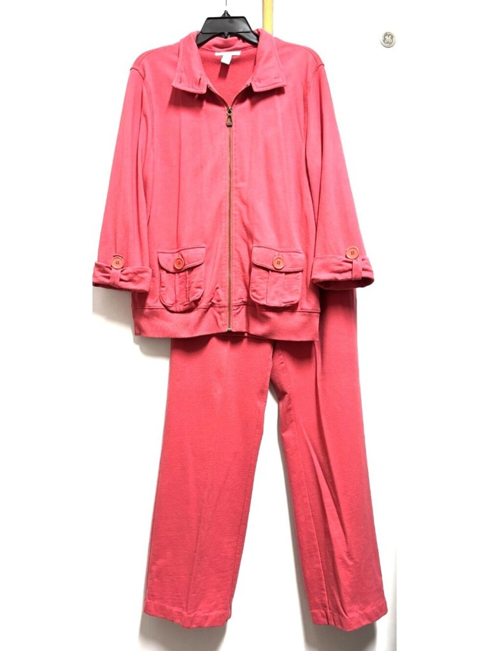 Silverwear 2 pc Women's Coral Tracksuit Jacket Lg. Pants Med